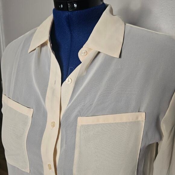 Decrees Peach Sheer Button Down Longsleeve Blouse - Picture 2 of 10